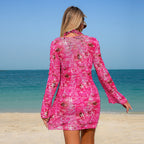 Damen Strandkleid mit langem Arm und bezauberndem Muschelmuster R&B
