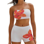 Damen Bandeau-Bikini-Set mit sportlichen Shorts R&B
