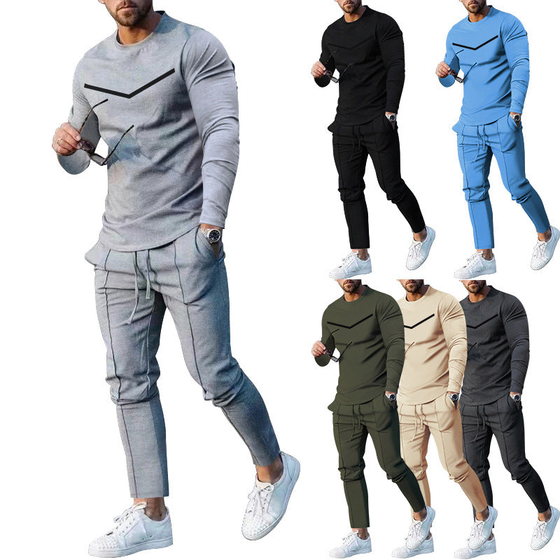 Herren Sportliches Freizeit-Set mit atmungsaktivem Langarmshirt und bequemen Jogginghosen R&B