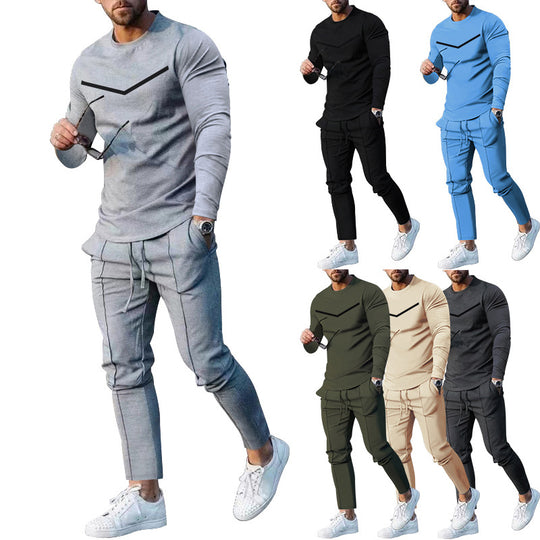 Herren Sportliches Freizeit-Set mit atmungsaktivem Langarmshirt und bequemen Jogginghosen R&B