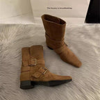Damen elegante Stiefeletten mit modischem Schnallenverschluss R&B