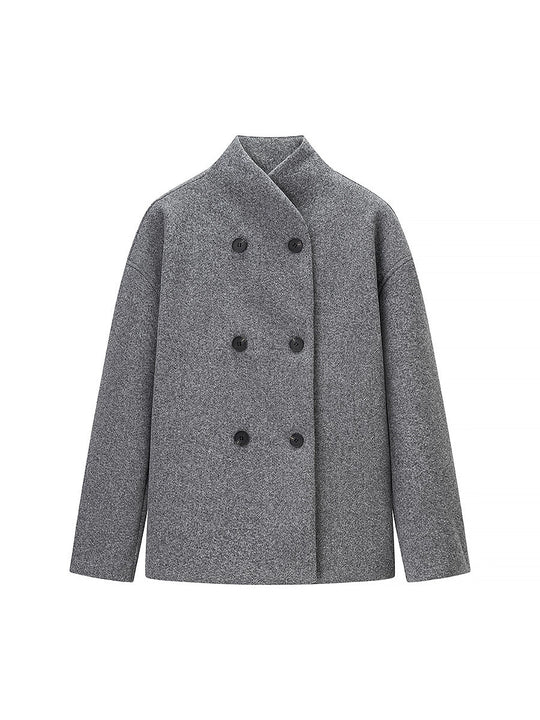 Damen elegante Winterjacke mit doppelter Knopfleiste und Stehkragen R&B