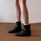 Damen elegante Schnürstiefel aus hochwertigem Leder mit robustem Blockabsatz R&B