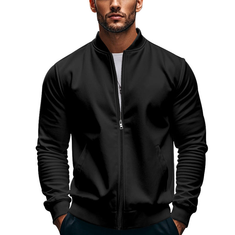 Herren elegante Bomberjacke mit stehendem Kragen und Reißverschluss R&B