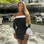 Damen Off-Shoulder Minikleid mit eleganten Puffärmeln