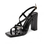 Damen Riemchen-Sandalen mit elegantem Blockabsatz und funkelnden Details R&B