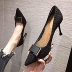Damen elegante spitze Pumps mit Glitzer-Akzent und moderner Schnallenverzierung R&B