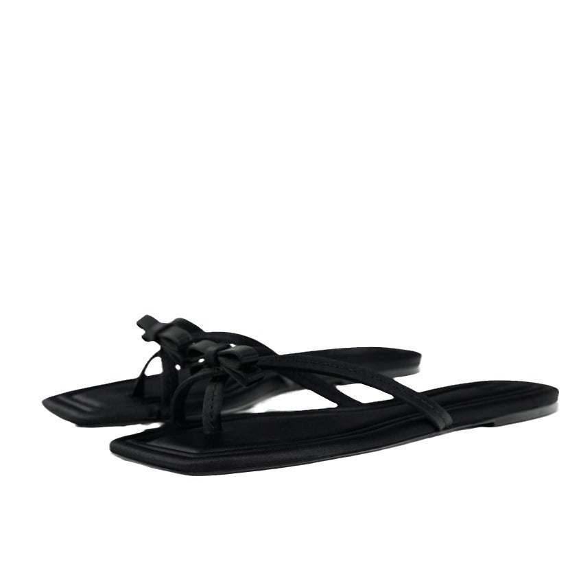 Damen Zehentrenner-Sandalen mit elegantem Schleifenakzent und rutschfester Sohle R&B
