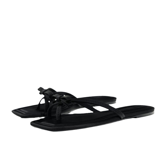 Damen Zehentrenner-Sandalen mit elegantem Schleifenakzent und rutschfester Sohle R&B