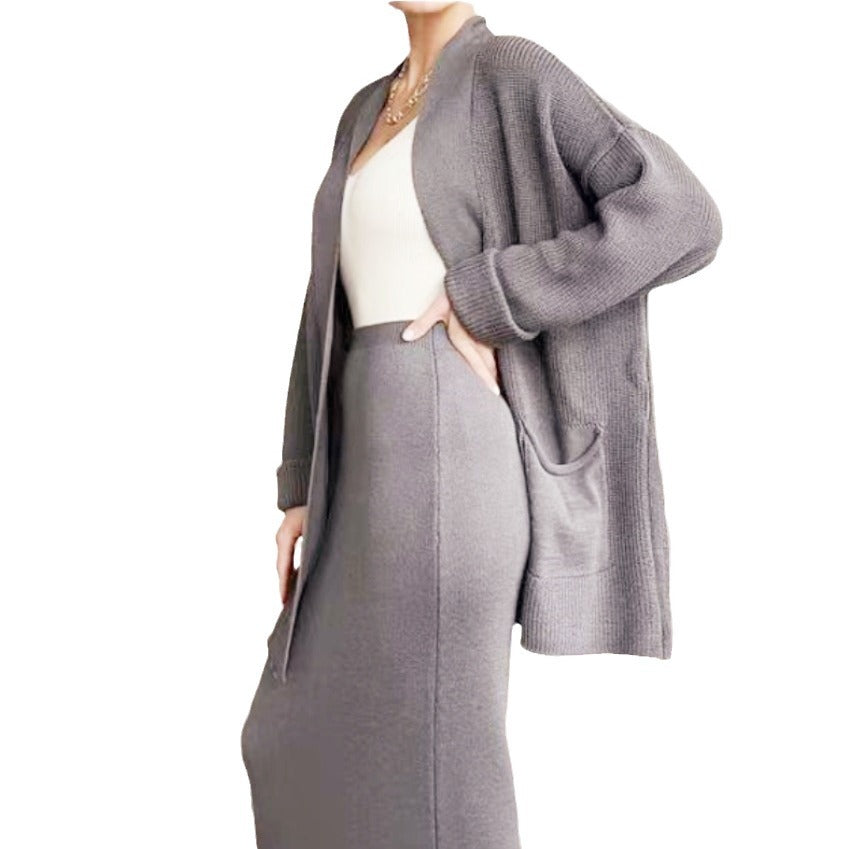 Damen Elegantes Strick-Set mit Rückenschlitzen und lässiger Passform R&B