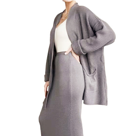 Damen Elegantes Strick-Set mit Rückenschlitzen und lässiger Passform R&B