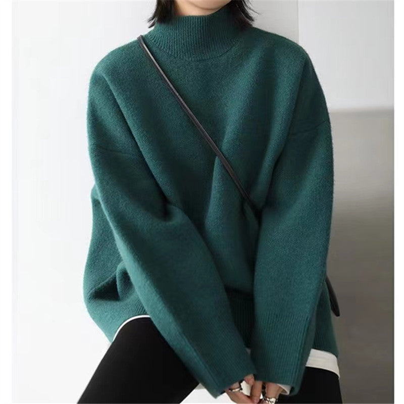 Damen Hochwertiger Rollkragenpullover mit oversized Schnitt und eleganten Ärmelabschlüssen