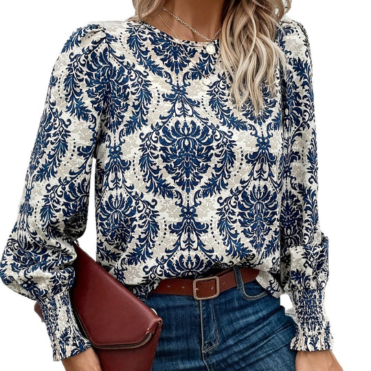 Damen Bluse mit floralem Muster und Puffärmeln R&B