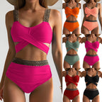Damen Hochtailliertes Bikini-Set mit stilvollem Wickel-Oberteil R&B