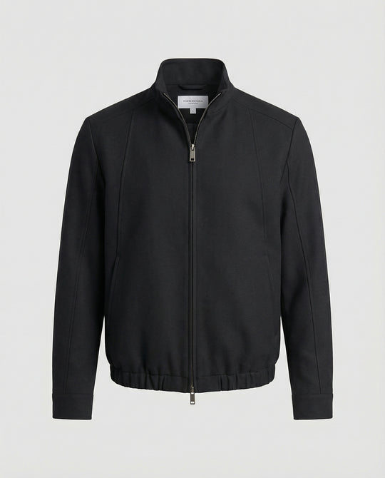 Herren Harrington Jacke Schwarz Deconstructed Silhouette Stehkragen Frühling