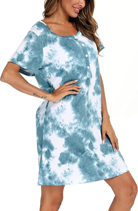 Damen Freizeit Tie-Dye Hemdkleid R&B