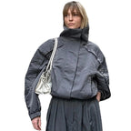 Damen Leichte Utility-Jacke mit hohem Stehkragen und lässigem Schnitt R&B