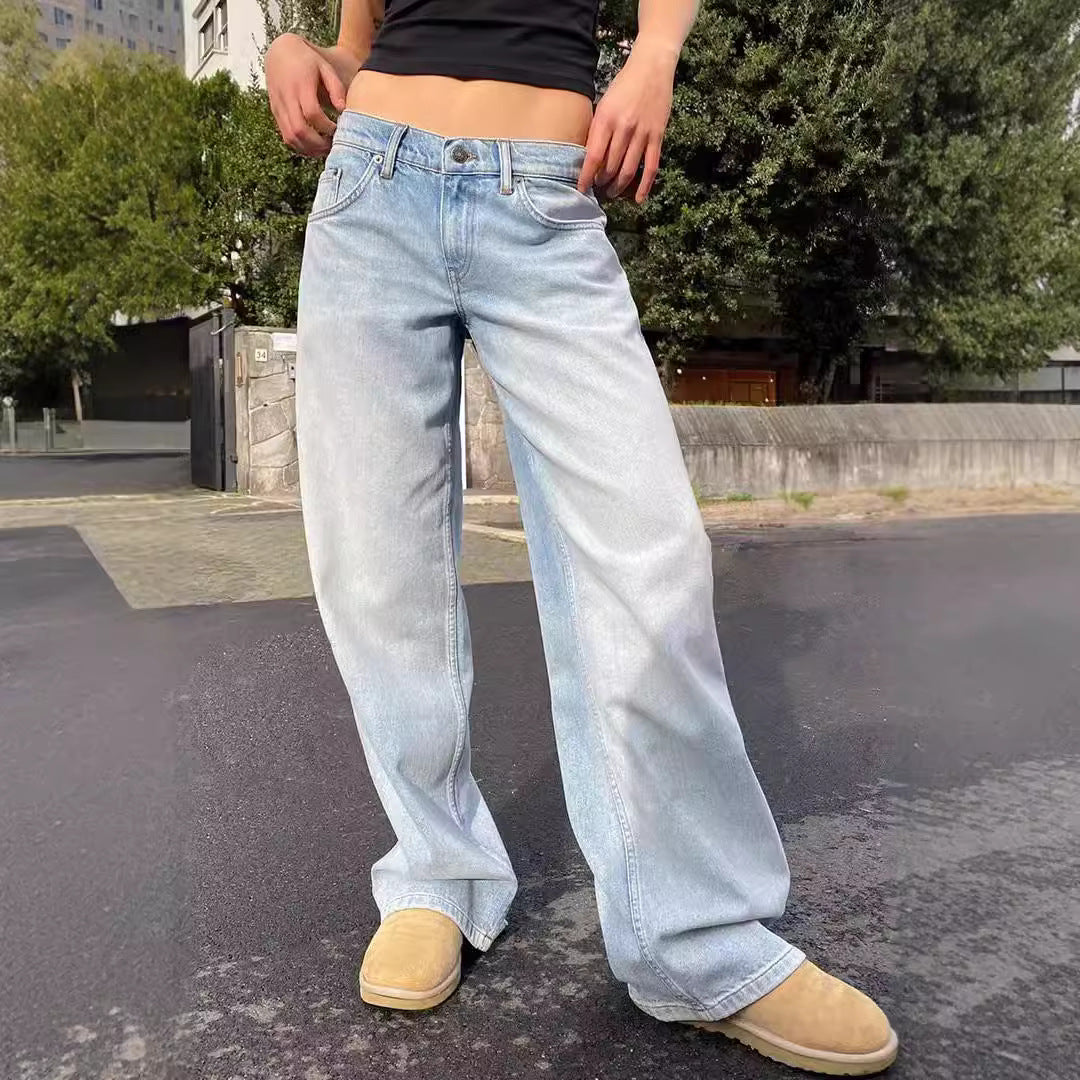 Damen Modische Weitjeans mit hohem Bund und vielseitigem Schnitt R&B