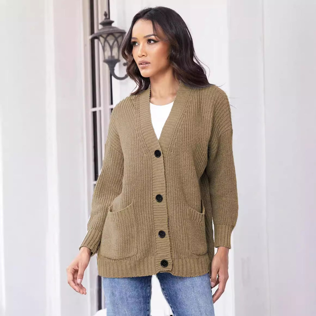 Damen Grobstrick-Cardigan mit praktischen Taschen und klassischem Knopfverschluss R&B