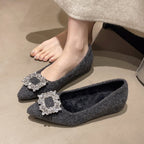 Damen elegante Spitzen-Ballerinas mit Kristallakzenten