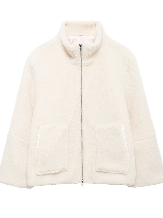 Damen Fleecejacke mit hohem Kragen und praktischen Taschen R&B
