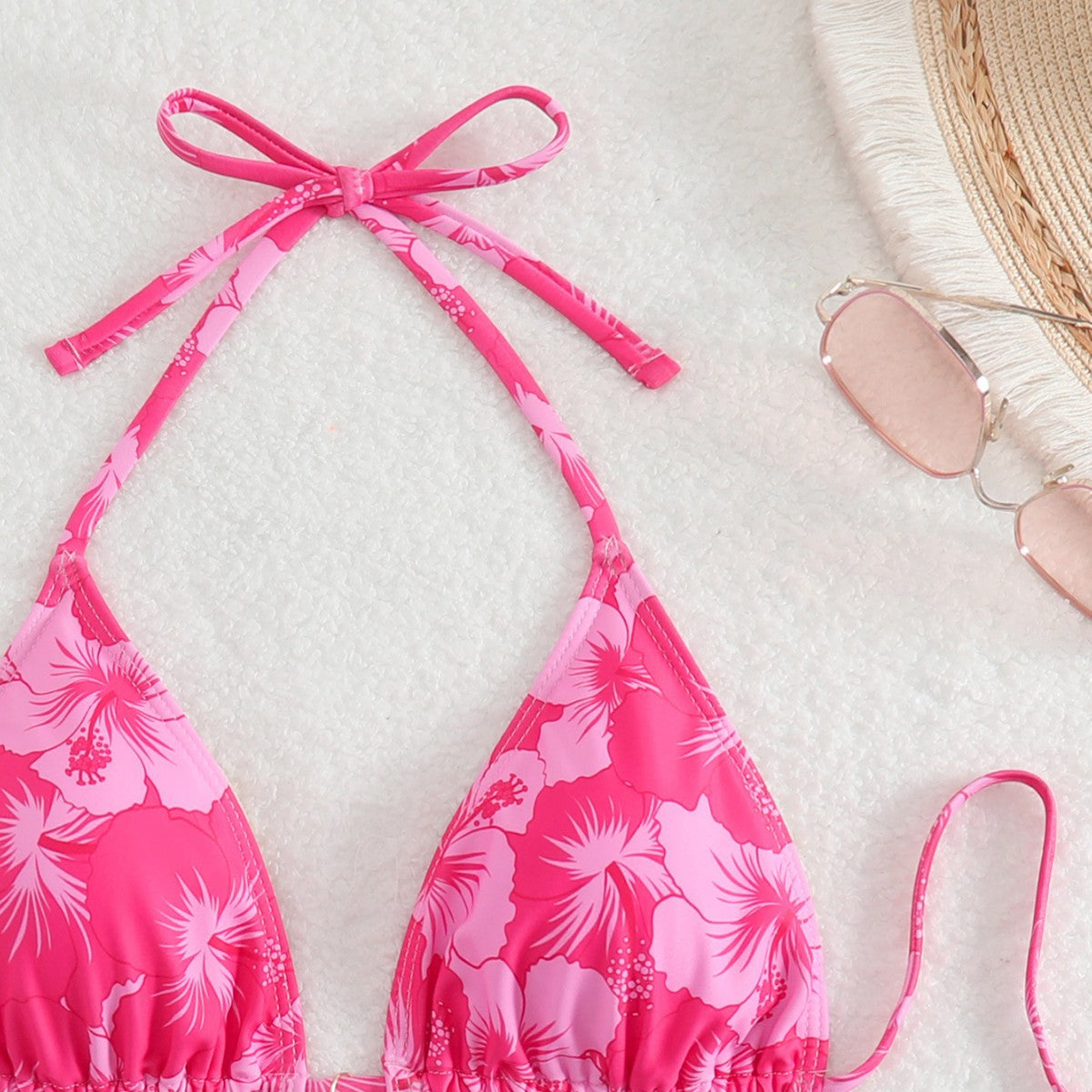 Damen Triangel-Bikini mit verspielten Floral-Details R&B