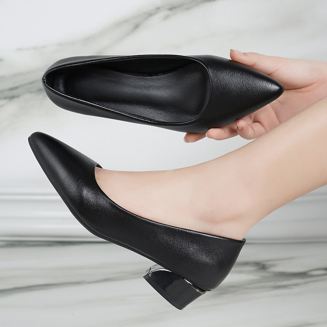 Damen elegante spitze Pumps mit komfortablem Blockabsatz R&B
