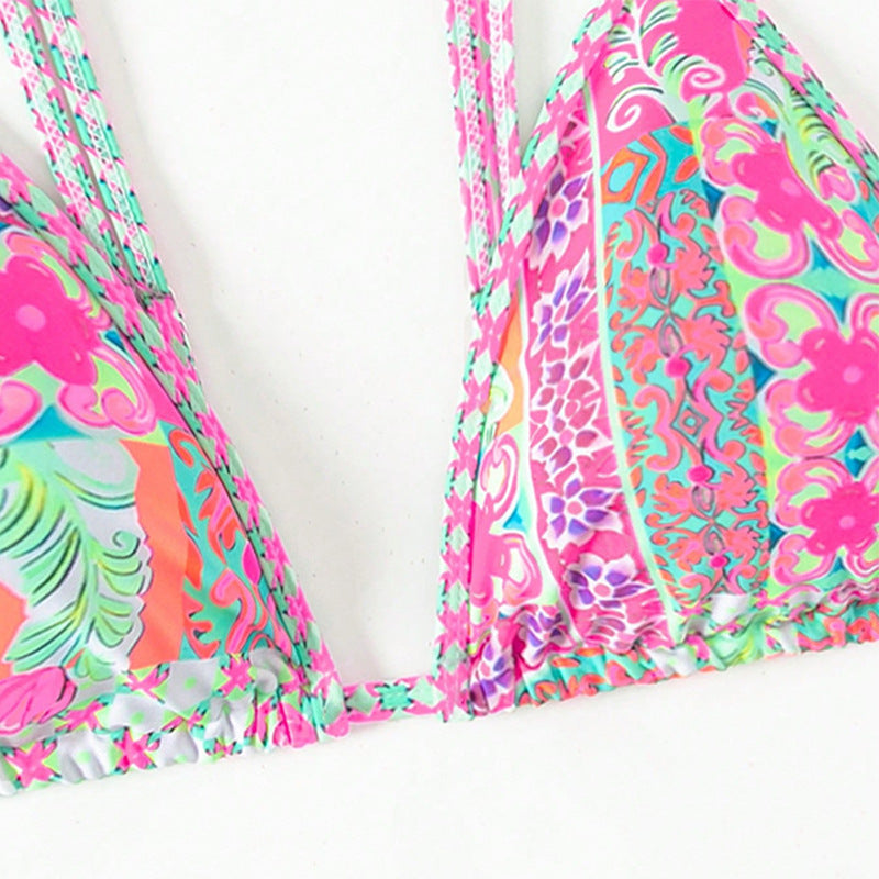 Damen Triangel-Bikini mit buntem Muster