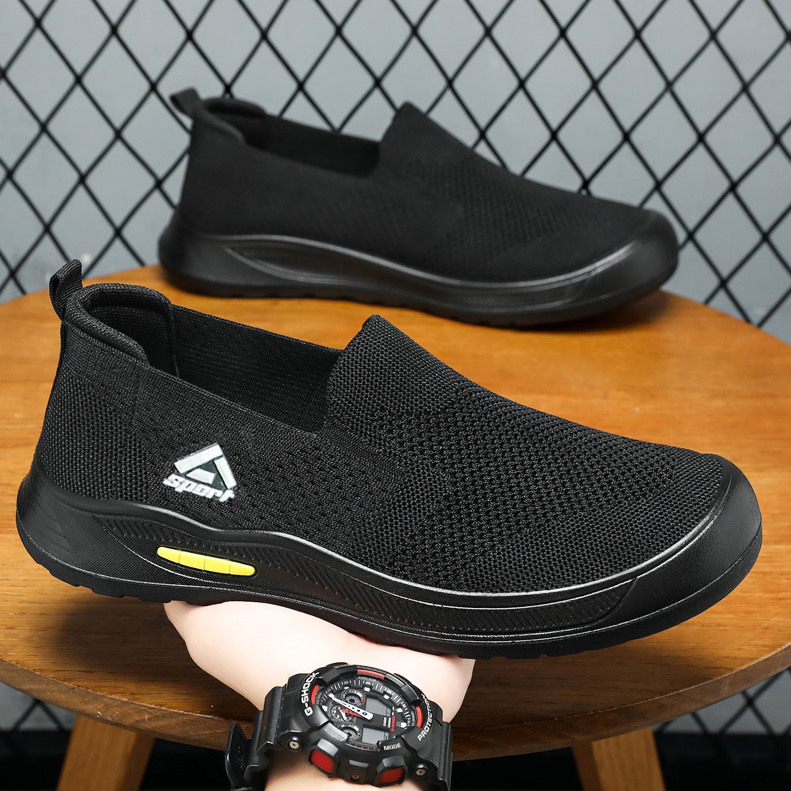 Damen atmungsaktive Slip-On Sportschuhe mit rutschfester Sohle R&B