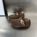 Damen Veloursleder Clogs mit verstellbarem Riemen und anatomischem Fußbett R&B