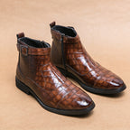 Damen elegante Schnürstiefeletten mit modischem Krokodilmuster R&B