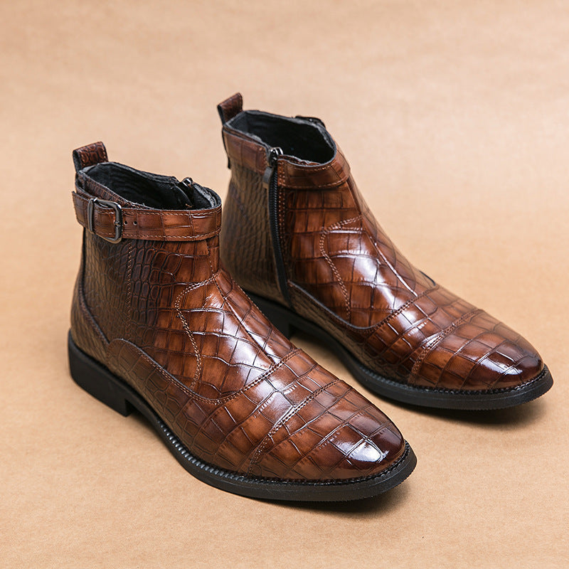 Damen elegante Schnürstiefeletten mit modischem Krokodilmuster R&B