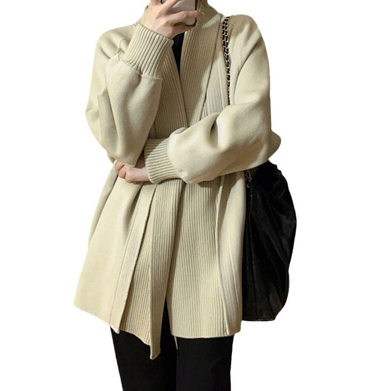 Damen Modischer Oversized Cardigan mit strukturiertem Kragen R&B