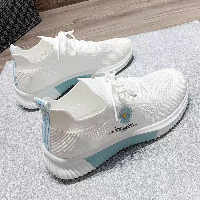 Damen modische Sneaker mit floralem Design und elastischem Einsatz R&B