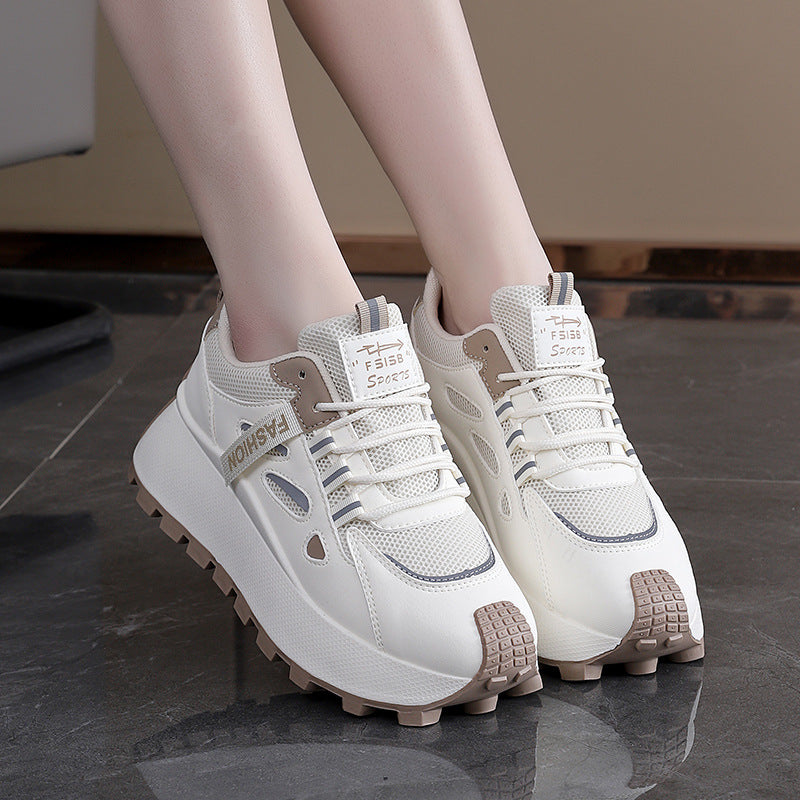 Damen Sneakers mit hohem Plateau und atmungsaktiver Mesh-Oberfläche R&B