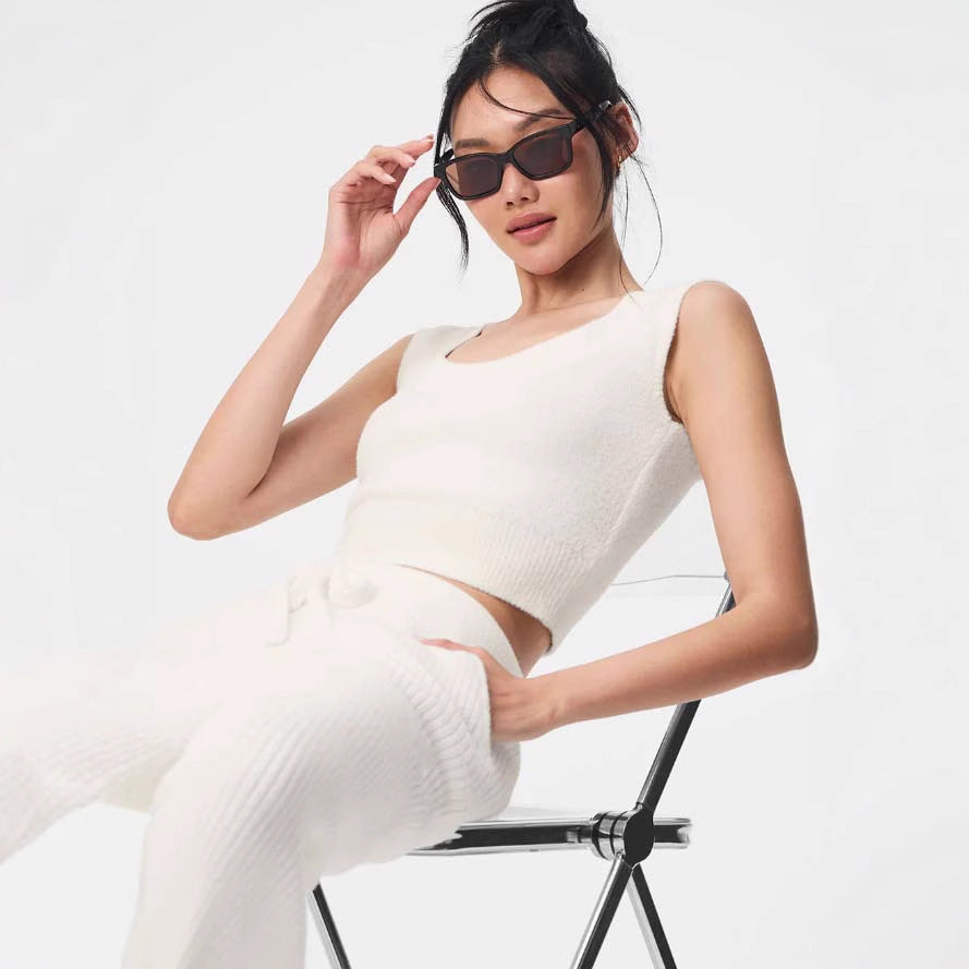 Damen ärmelloses Stricktop mit stylishen Details R&B