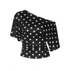 Damen Off-Shoulder Oberteil mit Punkten und voluminösen Ärmeln R&B
