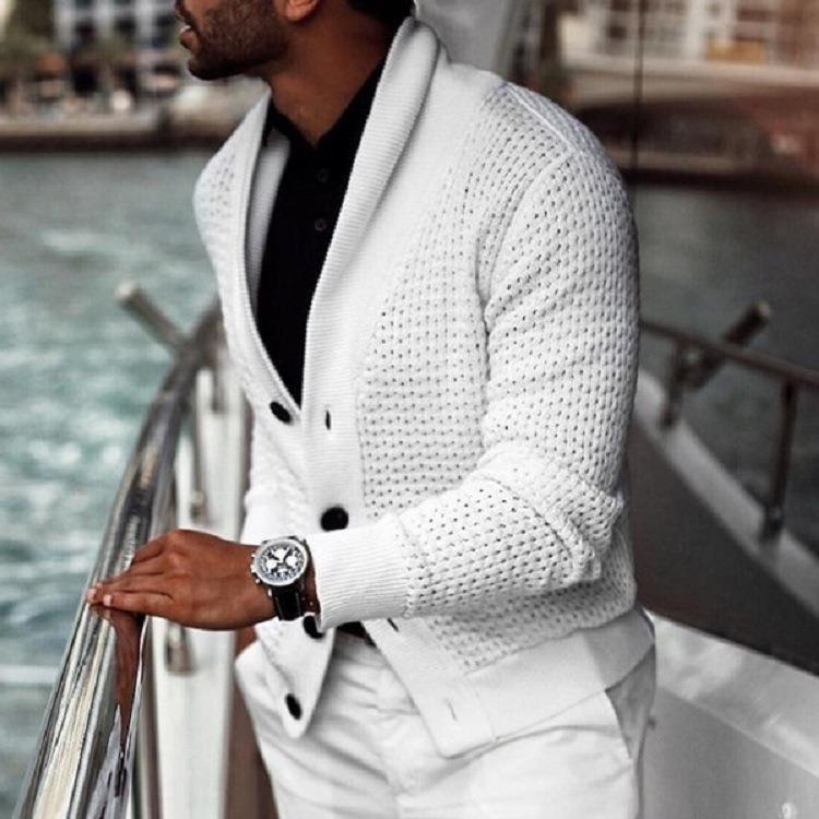 Herren modischer Strickblazer mit strukturiertem Design R&B