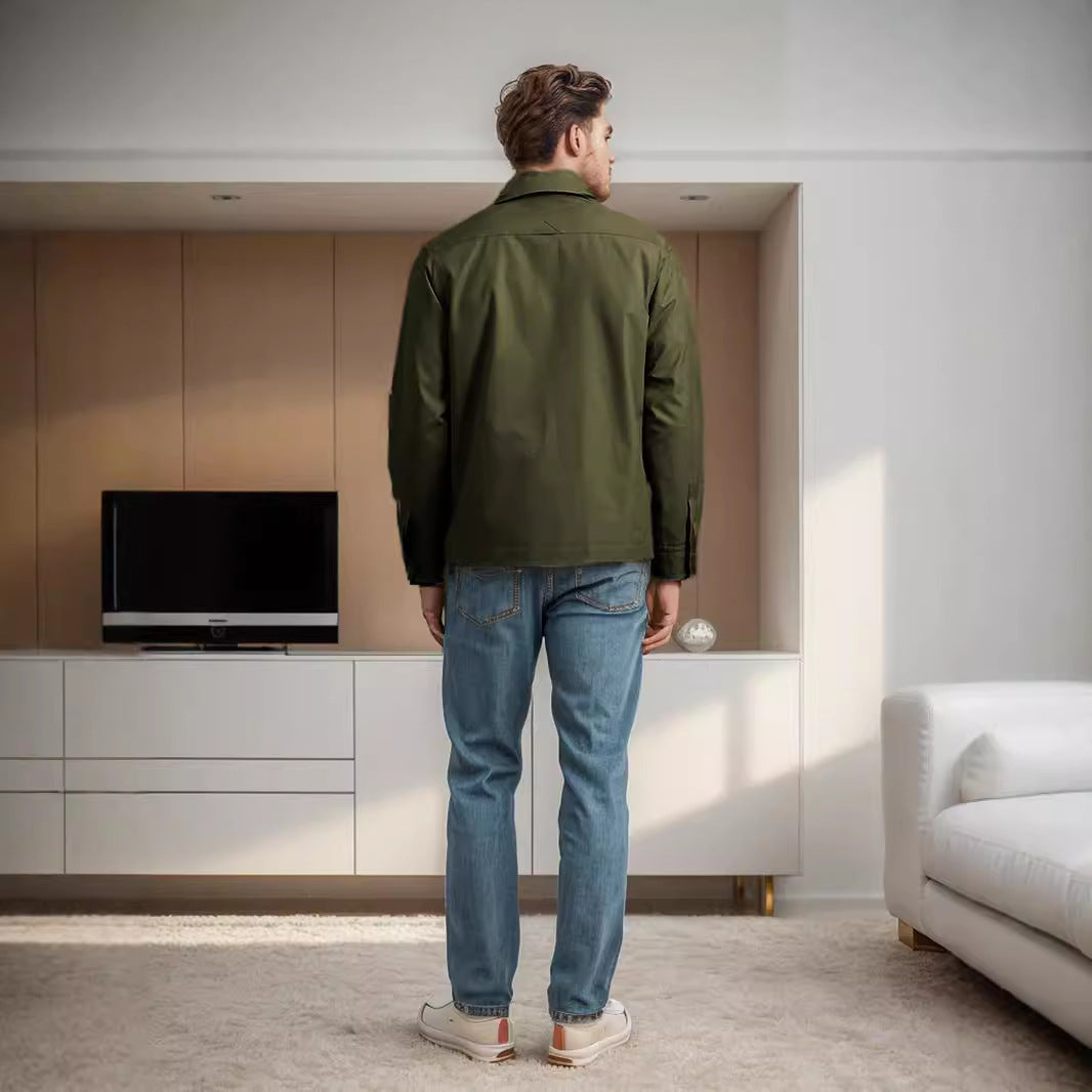 Herren lässige Utility-Jacke mit praktischen Klappentaschen und modernem Schnitt R&B