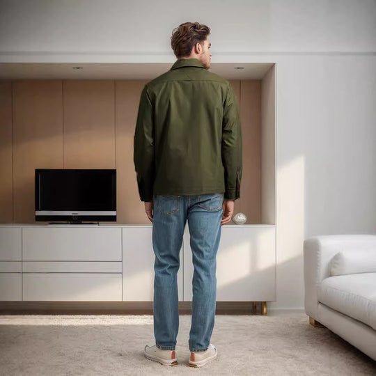 Herren lässige Utility-Jacke mit praktischen Klappentaschen und modernem Schnitt R&B