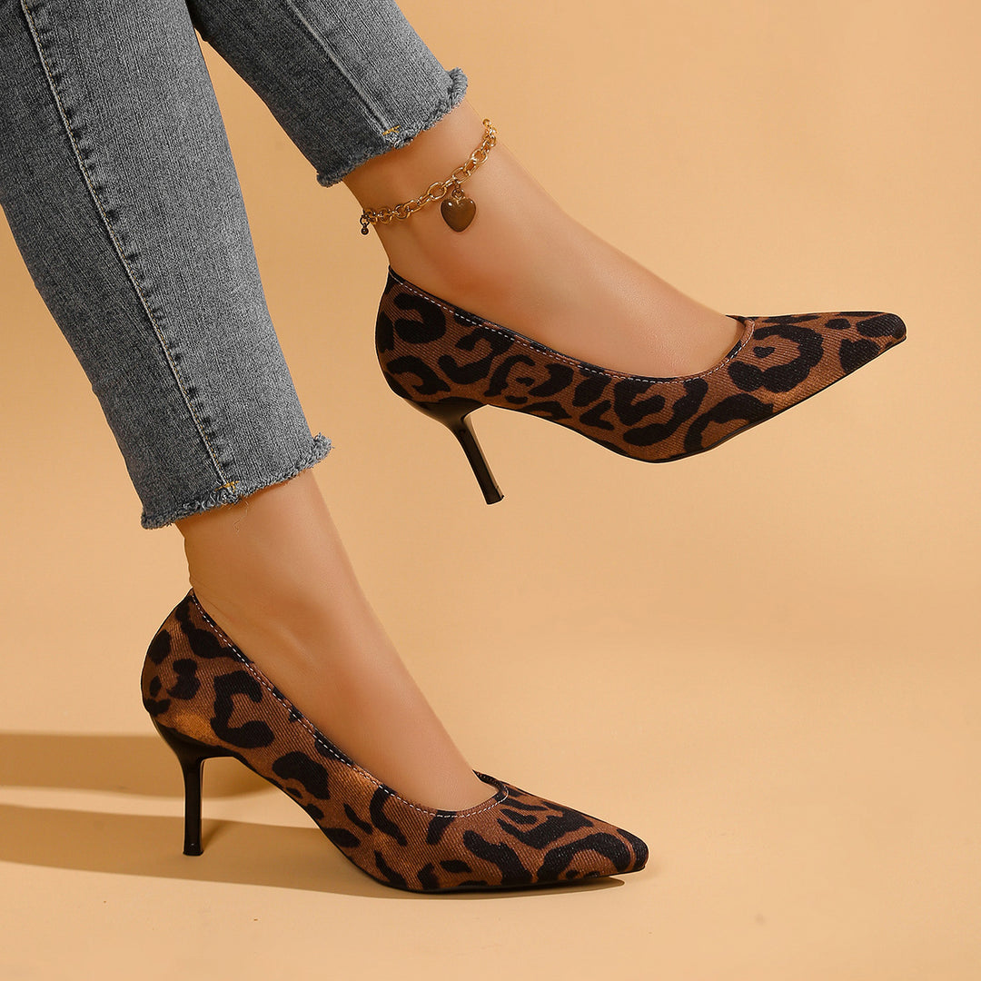 Damen spitze Wildleder-Pumps mit Leopardenmuster R&B