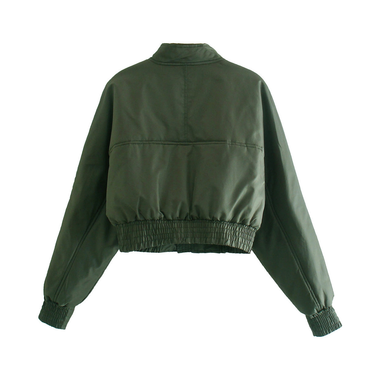 Damen modische cropped Bomberjacke mit praktischen Taschen und elastischen Bündchen R&B