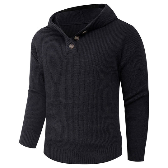 Herren Strickpullover mit hochabschließendem Kragen und Knopfdetails R&B