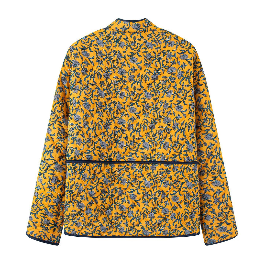 Damen außergewöhnliche Steppjacke mit floralen Mustern und praktischen Taschen R&B