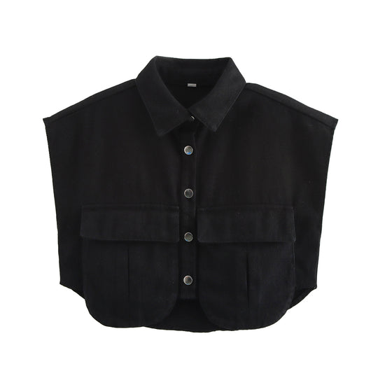 Damen ärmellose Utility-Bluse mit Taschen R&B