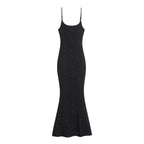 Damen Glamouröses Maxikleid mit eleganten Spaghetti-Trägern und ausgestelltem Saum R&B