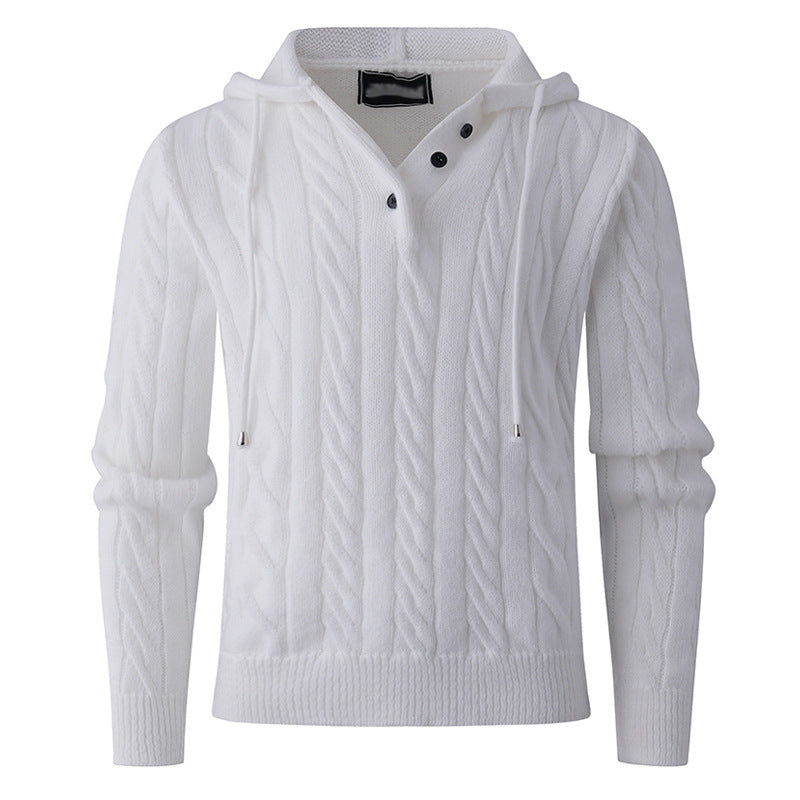 Herren Grobstrickpullover mit Kapuze und modernem Zopfmuster R&B