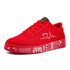 Damen nan Canvas-Sneaker mit dekorativer Print-Plateausohle und Herzlinien-Stickerei R&B