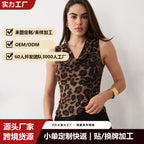 Damen Cowl-Neck Top mit Leopardenmuster und figurbetontem Schnitt R&B