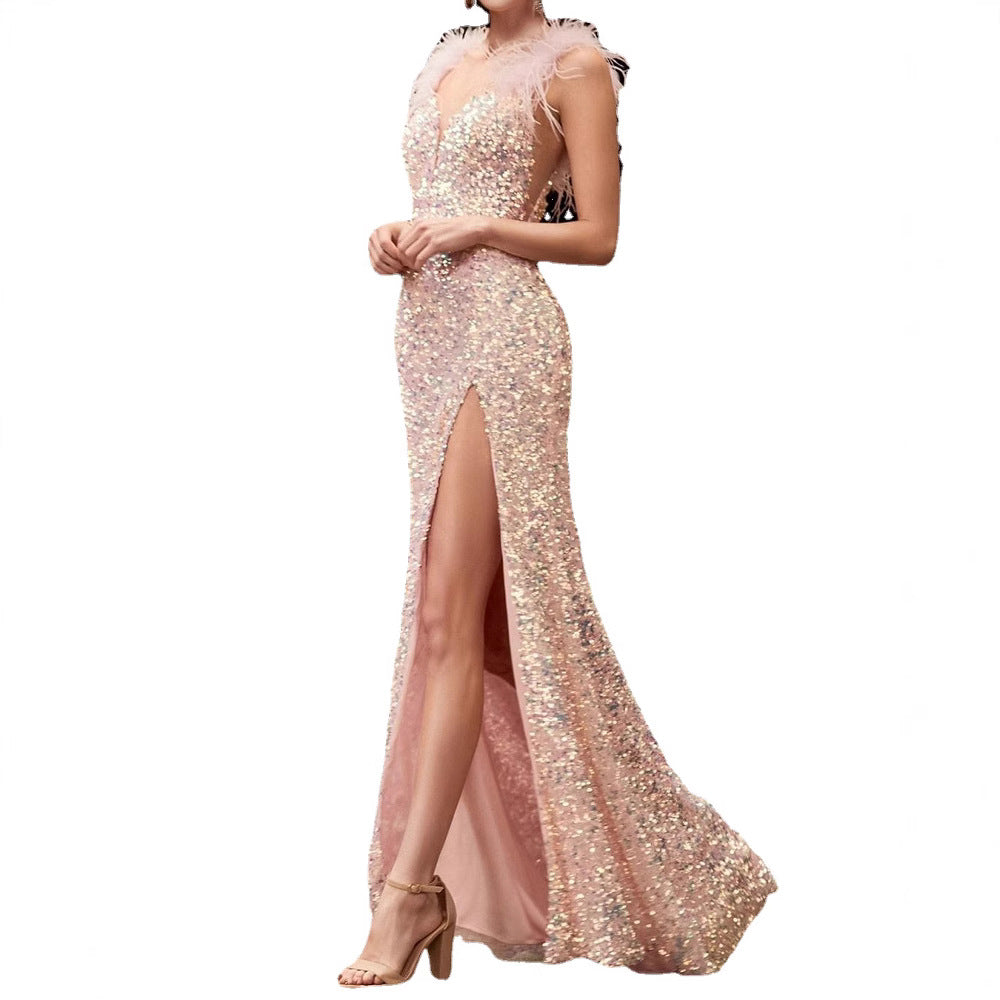 Damen Festliches Cocktailkleid mit Pailletten R&B